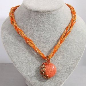 New Beautiful peacock orange and yellow necklace.  Other colors available